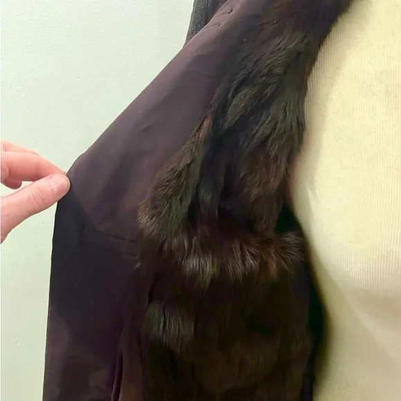 Prada FW 1999 - fur lined brown Nylon Coat with Leather Velcro strap closure - Picture 9 of 13